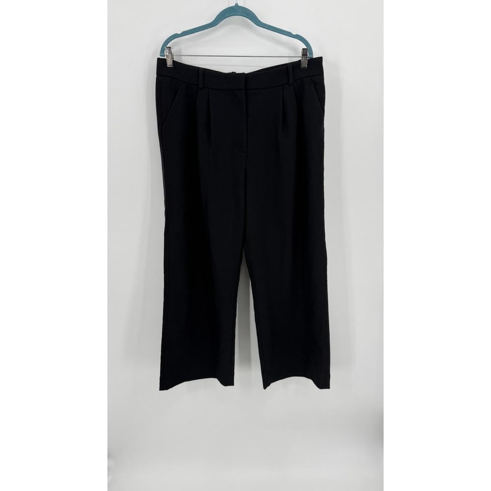Abercrombie & Fitch A&F Sloane Tailored Pants Black Wide Leg Cropped 33 Short